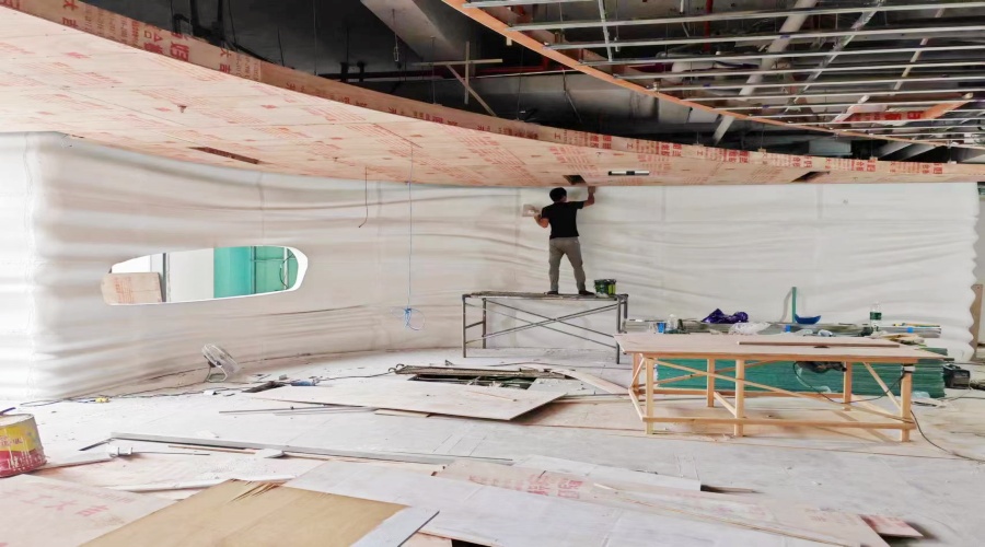 湖南長沙會所GRG波浪板背景墻工程案例 湖南長沙會所GRG波浪板背景墻工程案例